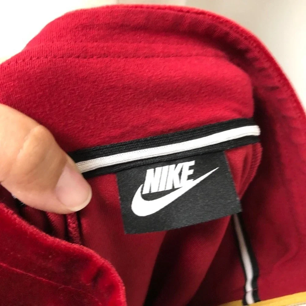 Nike Pullover Womens‎ Small Red Gold Velour Quarter Zip Retro Sporty Streetwear